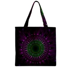 Purple Mandala Fractal Glass Zipper Grocery Tote Bag