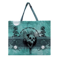 Awesome Skull With Wings Zipper Large Tote Bag by FantasyWorld7
