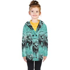 Awesome Skull With Wings Kids  Double Breasted Button Coat by FantasyWorld7