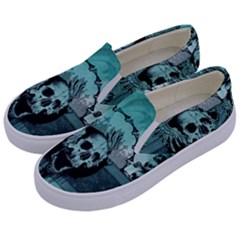 Awesome Skull With Wings Kids  Canvas Slip Ons by FantasyWorld7