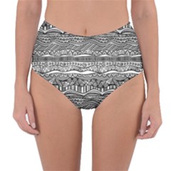 Scribbles Reversible High-waist Bikini Bottoms by WensdaiAmbrose