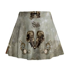 Awesome Mechanical Skull Mini Flare Skirt by FantasyWorld7