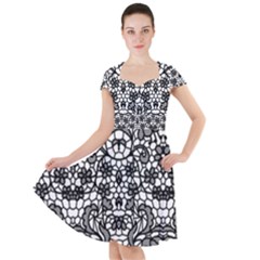 Lace Seamless Pattern With Flowers Cap Sleeve Midi Dress