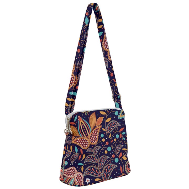 Paisley Zipper Messenger Bag