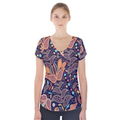 Paisley Short Sleeve Front Detail Top by Sobalvarro
