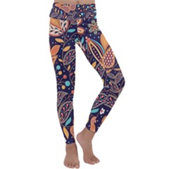 Paisley Kids  Lightweight Velour Classic Yoga Leggings by Sobalvarro