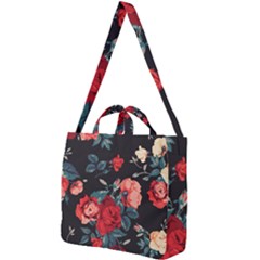 Vintage Roses Vector Seamless Pattern 02 Square Shoulder Tote Bag