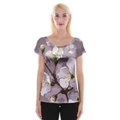 Peach Blossom Seamless Pattern Vector Cap Sleeve Top