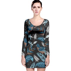 Birds In The Nature Long Sleeve Velvet Bodycon Dress by Sobalvarro