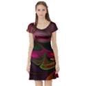 Fractal Abstract Colorful Floral Short Sleeve Skater Dress View1