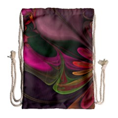 Fractal Abstract Colorful Floral Drawstring Bag (large)