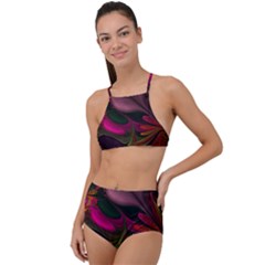 Fractal Abstract Colorful Floral High Waist Tankini Set by Pakrebo