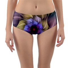 Fractal Flower Petals Colorful Reversible Mid-waist Bikini Bottoms by Pakrebo