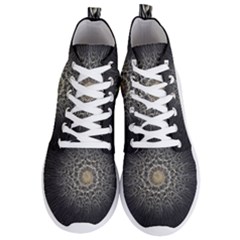 Fractal Mandala Feathers Grey Men s Lightweight High Top Sneakers by Pakrebo