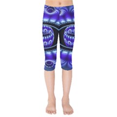 Fractal Blue Sphere 3d Pattern Kids  Capri Leggings  by Pakrebo