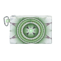 Fractal Mandala Green Purple Canvas Cosmetic Bag (medium) by Pakrebo