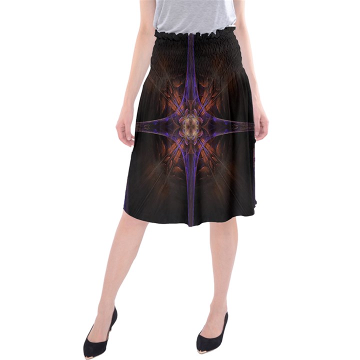 Fractal Cross Blue Geometric Midi Beach Skirt