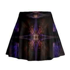 Fractal Cross Blue Geometric Mini Flare Skirt