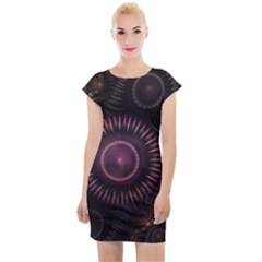 Fractal Gears Steampunk Gearwheel Cap Sleeve Bodycon Dress by Pakrebo