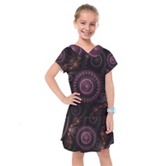 Fractal Gears Steampunk Gearwheel Kids  Drop Waist Dress by Pakrebo