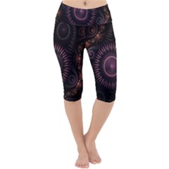 Fractal Gears Steampunk Gearwheel Lightweight Velour Cropped Yoga Leggings by Pakrebo