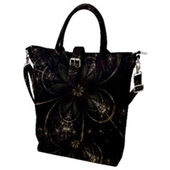 Fractal Gold Green Flower Bloom Buckle Top Tote Bag by Pakrebo