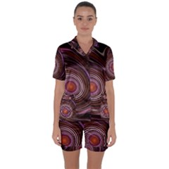Fractal Waves Pattern Design Satin Short Sleeve Pyjamas Set by Pakrebo