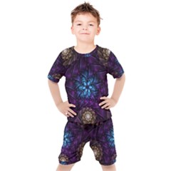 Geometry Fractal Colorful Geometric Kids  Tee And Shorts Set by Pakrebo