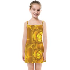 Fractal Yellow Flower Floral Kids  Summer Sun Dress
