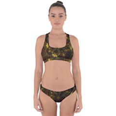 Fractal Flower Fall Gold Colorful Cross Back Hipster Bikini Set by Pakrebo