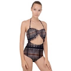 Fractal Fractal Art Design Geometry Scallop Top Cut Out Swimsuit