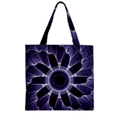 Fractal Feathers Blue Purple Zipper Grocery Tote Bag