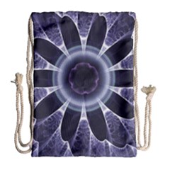 Fractal Feathers Blue Purple Drawstring Bag (large) by Pakrebo