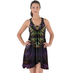 Fractal Colorful Pattern Fantasy Show Some Back Chiffon Dress by Pakrebo