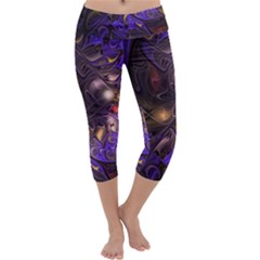 Fractal Purple Abstract Detail Capri Yoga Leggings