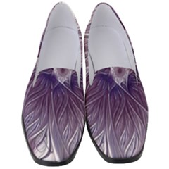 Purple Lavender Wisps White Women s Classic Loafer Heels by Pakrebo