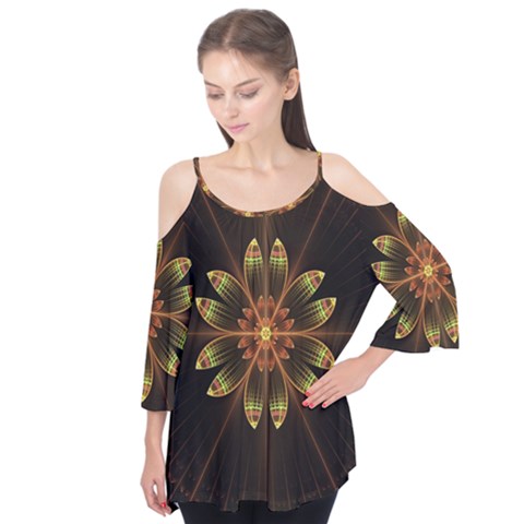 Fractal Floral Mandala Abstract Flutter Tees by Pakrebo