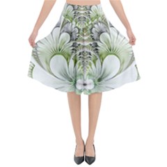 Fractal Delicate White Background Flared Midi Skirt by Pakrebo