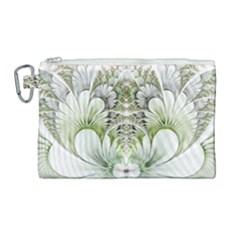 Fractal Delicate White Background Canvas Cosmetic Bag (large) by Pakrebo