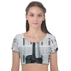 Guitar Chords Guitar Chords Chord Velvet Short Sleeve Crop Top  by Pakrebo