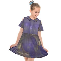 Fractal Earth Rays Design Planet Kids  Short Sleeve Shirt Dress by Pakrebo