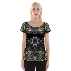 Fractal Design Pattern Texture Cap Sleeve Top by Pakrebo