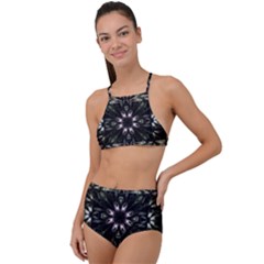 Fractal Design Pattern Texture High Waist Tankini Set by Pakrebo