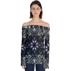 Fractal Design Pattern Texture Off Shoulder Long Sleeve Top by Pakrebo