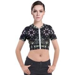 Fractal Design Pattern Texture Short Sleeve Cropped Jacket by Pakrebo