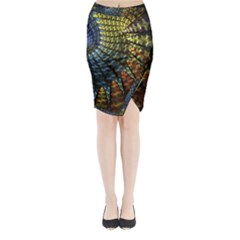 Fractal Spiral Colorful Geometry Midi Wrap Pencil Skirt by Pakrebo