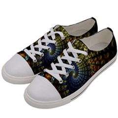 Fractal Spiral Colorful Geometry Women s Low Top Canvas Sneakers