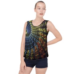 Fractal Spiral Colorful Geometry Bubble Hem Chiffon Tank Top