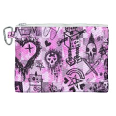 Pink Scene Kid Sketches Canvas Cosmetic Bag (xl) by ArtistRoseanneJones