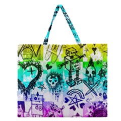 Rainbow Scene Kid Sketches Zipper Large Tote Bag by ArtistRoseanneJones